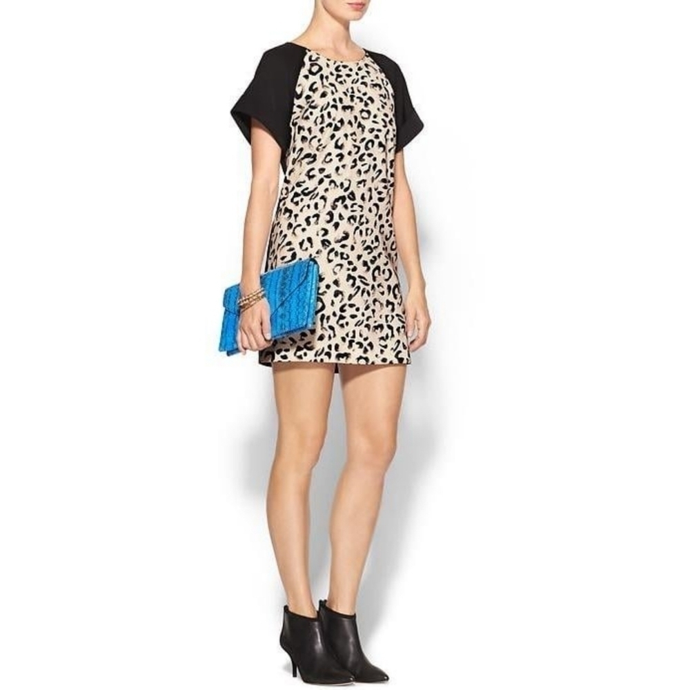 Keepsake Leopard Print Cuffed Sleeves Dress Medium